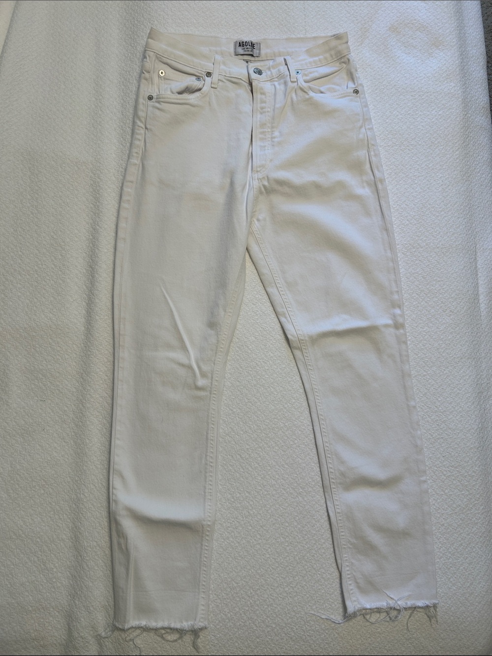 Agolde Slim Straight White Denim Jeans